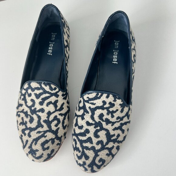 Jon Josef "Gatsby" Loafer Slipper in Blue and Ivory Coral Design SZ 9 - Picture 2 of 8